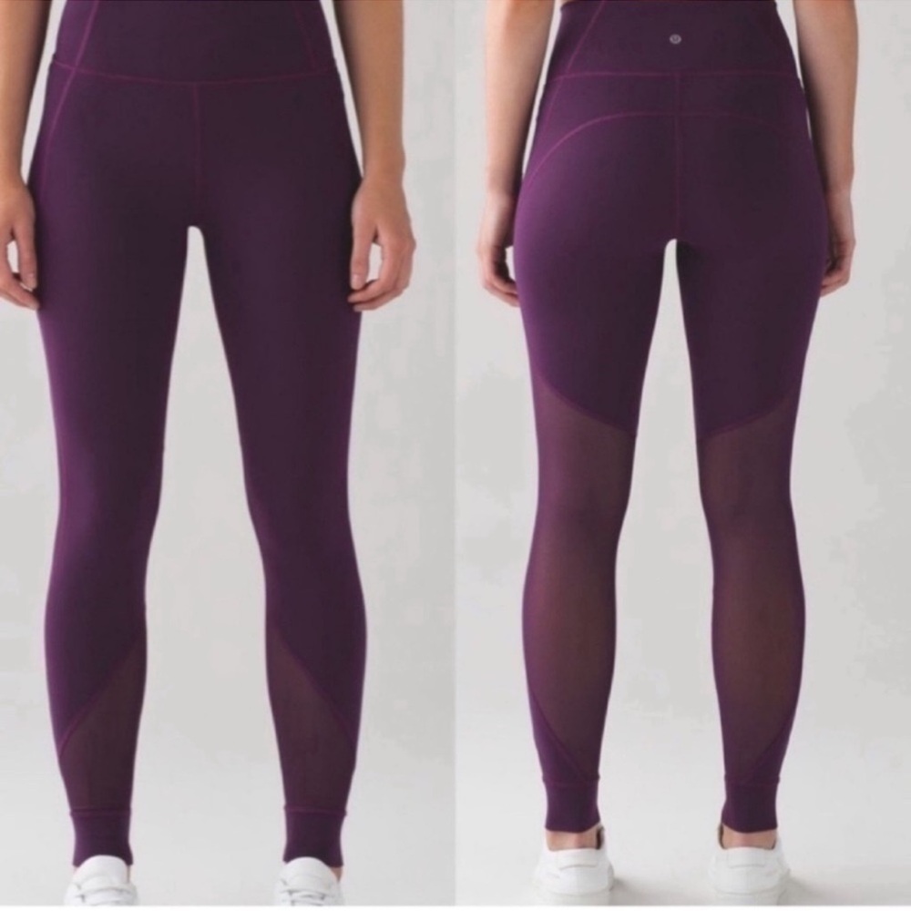 Lululemon Hot Like Agni Pant Darkest Magenta Purple Mesh Leggings Size 4 - Picture 15 of 15